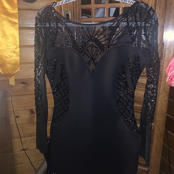 Black Sequin Long Sleeve Dress - Picture 1 of 2